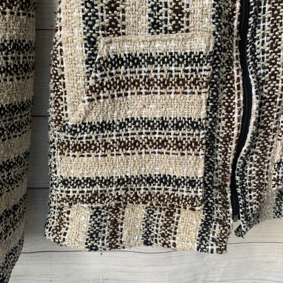 Agustin De La Cruz Vazquez Biege and Black Zip Up Hoodie Pockets Size Large - Picture 14 of 14